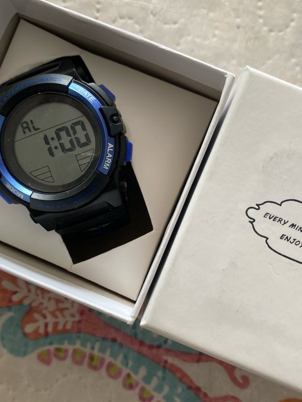 Source Unknown Black and Blue Kids Digital Alarm Sport Watch